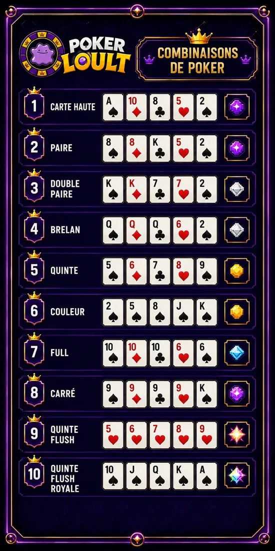 Classement des mains de poker
